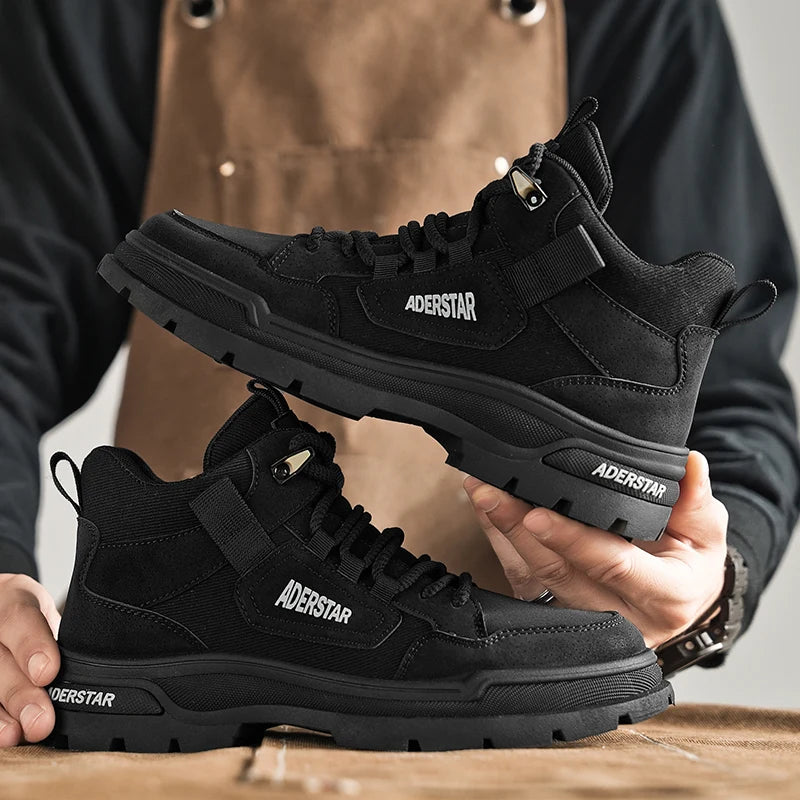 Xajzpa Autumn 2025 New Fashionable Workwear Boots Outdoor Trend Hiking Shoes Men's Thick Soled Gray Casual Shoes Men's  Flat Boots