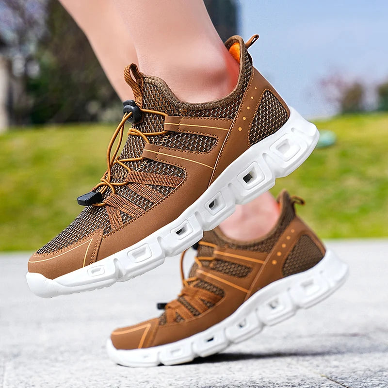 Xajzpa Men's Casual Shoes Breathable Slip in Non Slip Mesh  Upstream Shoes Outdoor Flat Bottom Walking Shoes Sizes 39-48