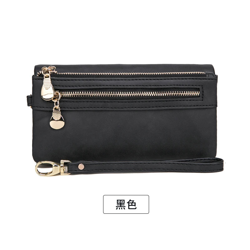 Xajzpa Retro Fashion Women's Long Wallet PU Leather High Quality Card Seat Classic Women's Wallet Multi functional Folding Zipper Wallet
