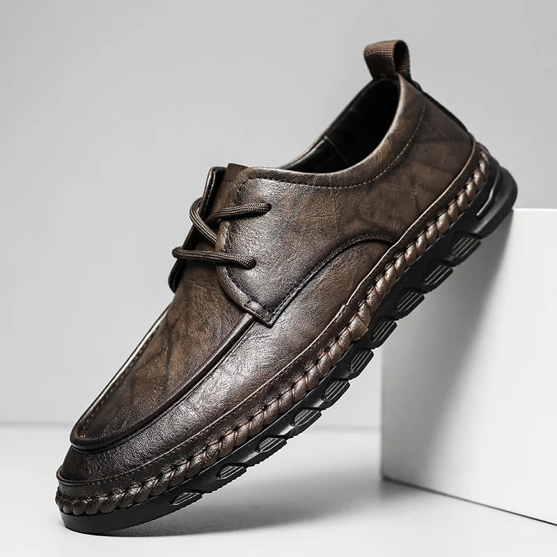 Xajzpa 2025 Brown Suede Derby Shoes Men's Thick Sole Lace-Up Casual Blue Suede Leather Dress Shoes Office High Quality Leather Shoes