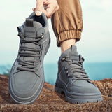 Xajzpa Autumn 2025 New Fashionable Workwear Boots Outdoor Trend Hiking Shoes Men's Thick Soled Gray Casual Shoes Men's  Flat Boots