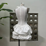 Xajzpa Fashion Women Short Dress Sleeveless Round Neck 3D Flowers Female Summer Evening Party Dresses New Tide