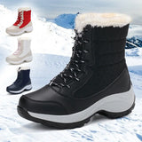 Xajzpa Ankel Boots for Women Winter Outdoor Warm Snow Boots Chunky Platform Waterproof Non-slip Warm Shoes Woman Boots Plus Size Casual