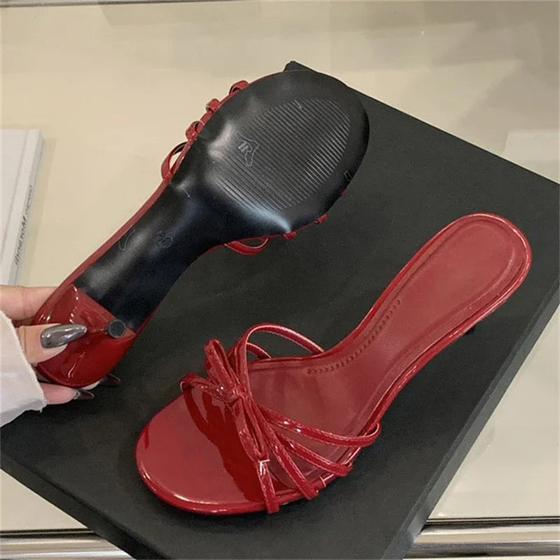 xajzpa Summer Fashion Round Toe Slippers Women Narrow Band Thin Low Heels Beach Casual Sandals Flip Flops Shoes Zapatos De Muje