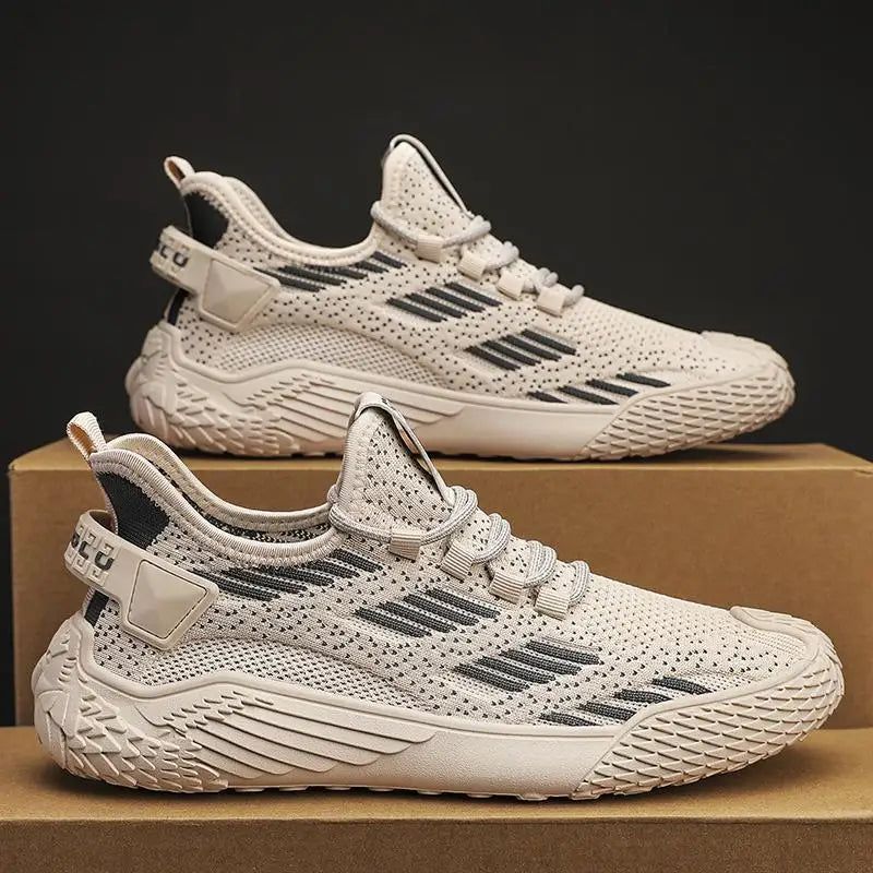Xajzpa New Men's Shoes Flying Woven Mesh Sports Breathable Light Casual Sports Running Soft Sole Travel Shoes Sneakers Off White Shoes