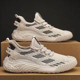 Xajzpa New Men's Shoes Flying Woven Mesh Sports Breathable Light Casual Sports Running Soft Sole Travel Shoes Sneakers Off White Shoes