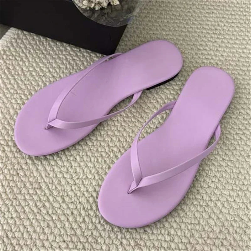 Xajzpa Summer Clip Toe Flat Heels Slippers Women Casual Beach Shoes Concise Candy Color Flip Flops Zapatos De Mujer