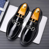 Xajzpa British style men's genuine leather shoes, fashionable casual loafers, men's comfortable outdoor business shoes, formal shoes