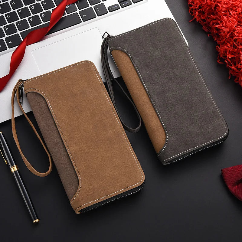 Xajzpa Men's Long Wallet Fashion Multiple Card Slots Card Holder Slim Brand Designer Men Business Wallet Zipper Phone Pouch Coin Purse
