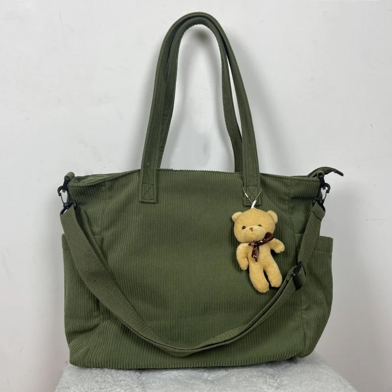 Xajzpa Fashion Versatile Shoulder Bag College Wind Commuting Corduroy Square BagUnisex Large Capacity Leisure Portable Crossbody Bag