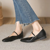 Xajzpa  Retro Women's Pumps Soft Microfiber Leather Single Shoes Fashion Shallow Buckle Mary Jane Heels Low Square Heel Daily Pumps