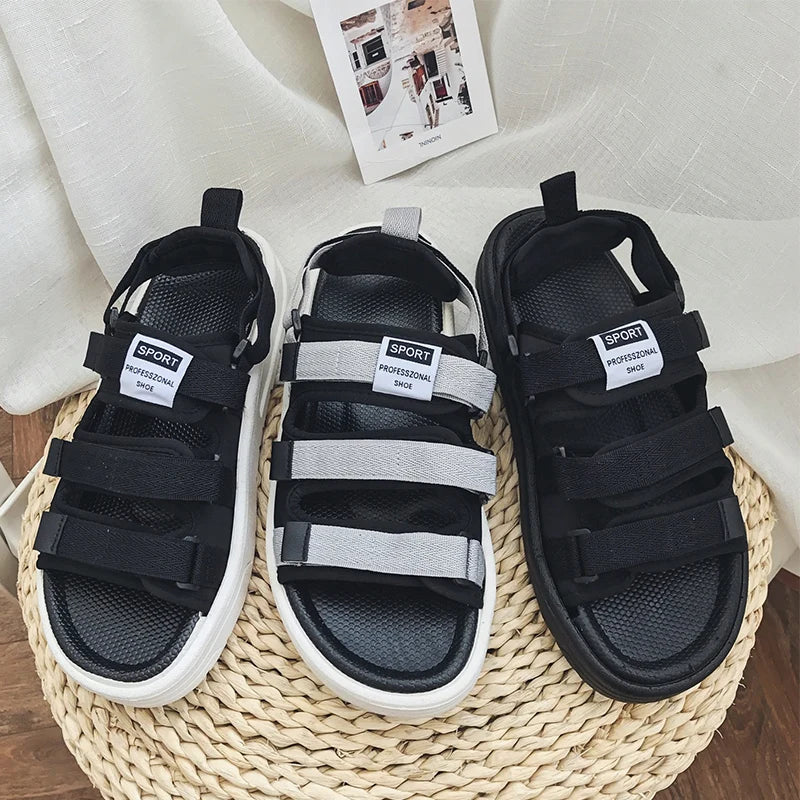 Xajzpa Men Shoes Summer High Quality Casual Flat Shoes Slippers Soft Soled Non-Slip Comfortable Lightweight Beach Sandals Men's