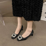 Xajzpa Crystal Shoes Square Toe Sandals Ladies Beige High Heels 2025 Sexy Pump Ornaments African 12cm Retro Latest Crossdressers Dress