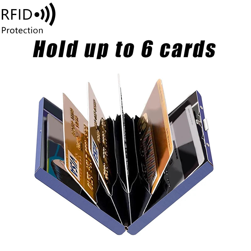 Xajzpa Credit Card Holder Stainless Steel Credit Card Holder Metal ID Card Holder RFID Wallet Female or Male Business Card Holder