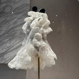 Xajzpa Fashion Solid Color Dress Women's Slash Neck Short Sleeve Mesh Casual Dresses 2025 Summer New Tide