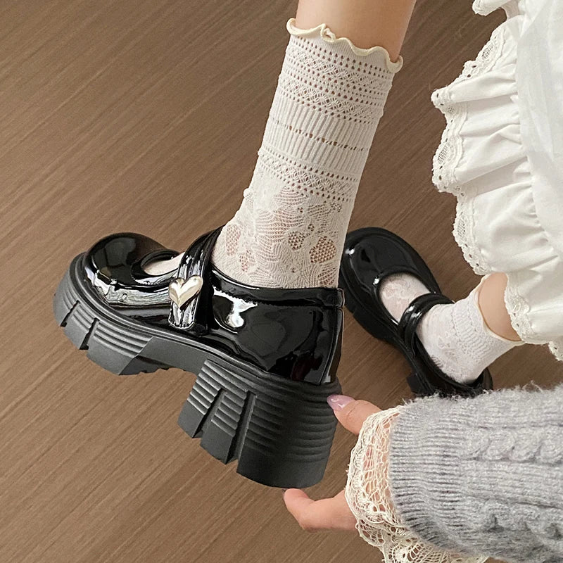 Xajzpa Summer Shoes Ladies Women's Heels Female Footwear Oxfords British Style Clogs Platform New On Heels Dress Leather Preppy Cr