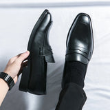 Xajzpa Ripe young men's simple genuine leather loafers elegant business fashion black formal luxury one foot casual office shoes