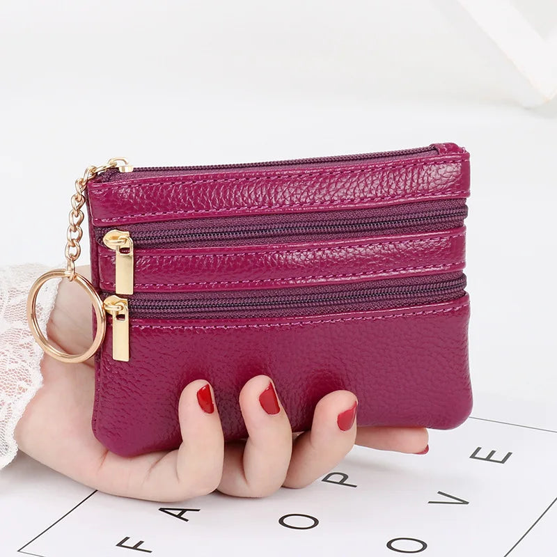 Xajzpa  Fashion Women Wallet Clutch Three Zip Female Short Small Coin Purse New Brand Design Soft Mini Card Holder Wallet Money Bag