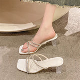 Xajzpa Slippers Casual Rubber Flip Flops Summer Women's Shoes Heeled Mules Glitter Slides Pantofle Square heel Luxury Hawaiian High Jel