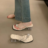 Xajzpa Shoes Slippers Heels Slipers Women Glitter Slides Fashion Rubber Flip Flops High Jelly Luxury Summer Hawaiian Crystal