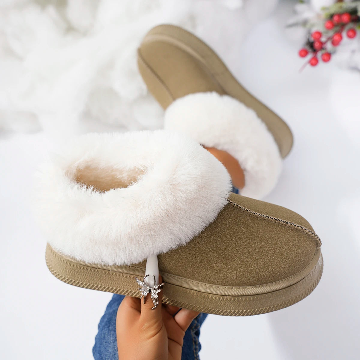 Xajzpa Fashion Winter Brown Short Boots New Platform Shoes Push Size Ankle Boots for Women Waterproof and Warm Snow Boots
