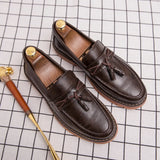 Xajzpa Men's Casual Fashion High Quality Tassel Breathable Luxury Brand Le Fu Mo Ka Xin Shoes, One Step Stepping Men's Flat Shoes