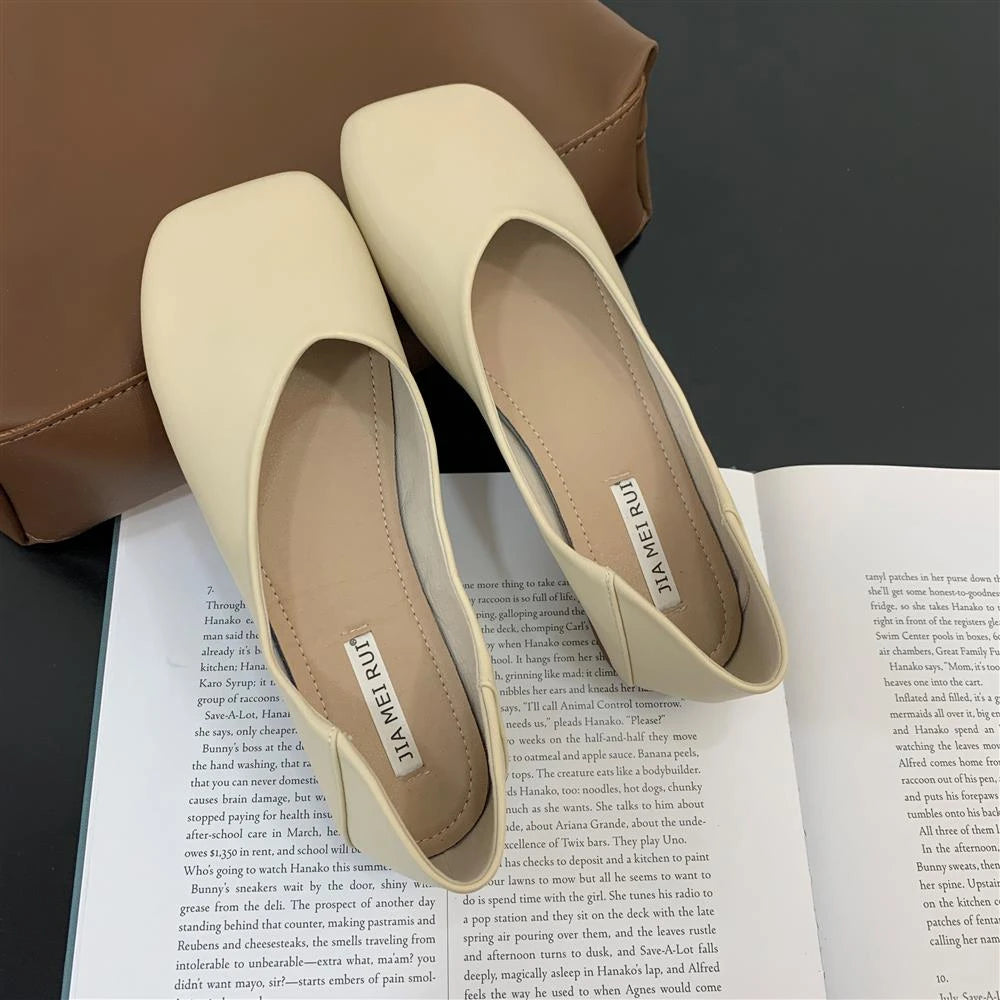 Xajzpa Women Cute Light Weight Spring Slip on Leather Flat Shoes Lady Casual Brown Office Casual Single Shoes Loafers Zapatos De Mujer