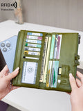 Xajzpa RFID Women's Long Wallet PU Leather Handbag with Multiple Card Slots, Coin Zipper Wallet, Women's Mobile Wallet