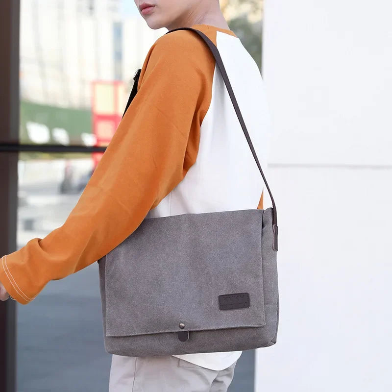 Xajzpa New Men Canvas Crossbody Shoulder Messenger Bags Man New Fashion Cross Body Bag Casual Solid Multi Function Portable Male Bag