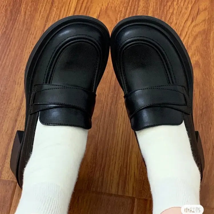 Xajzpa British Style Square Toe Shallow Mouth All-Match Winter Shoes Women Casual Female Sneakers Black Flats Ladies' Footwear Loafers