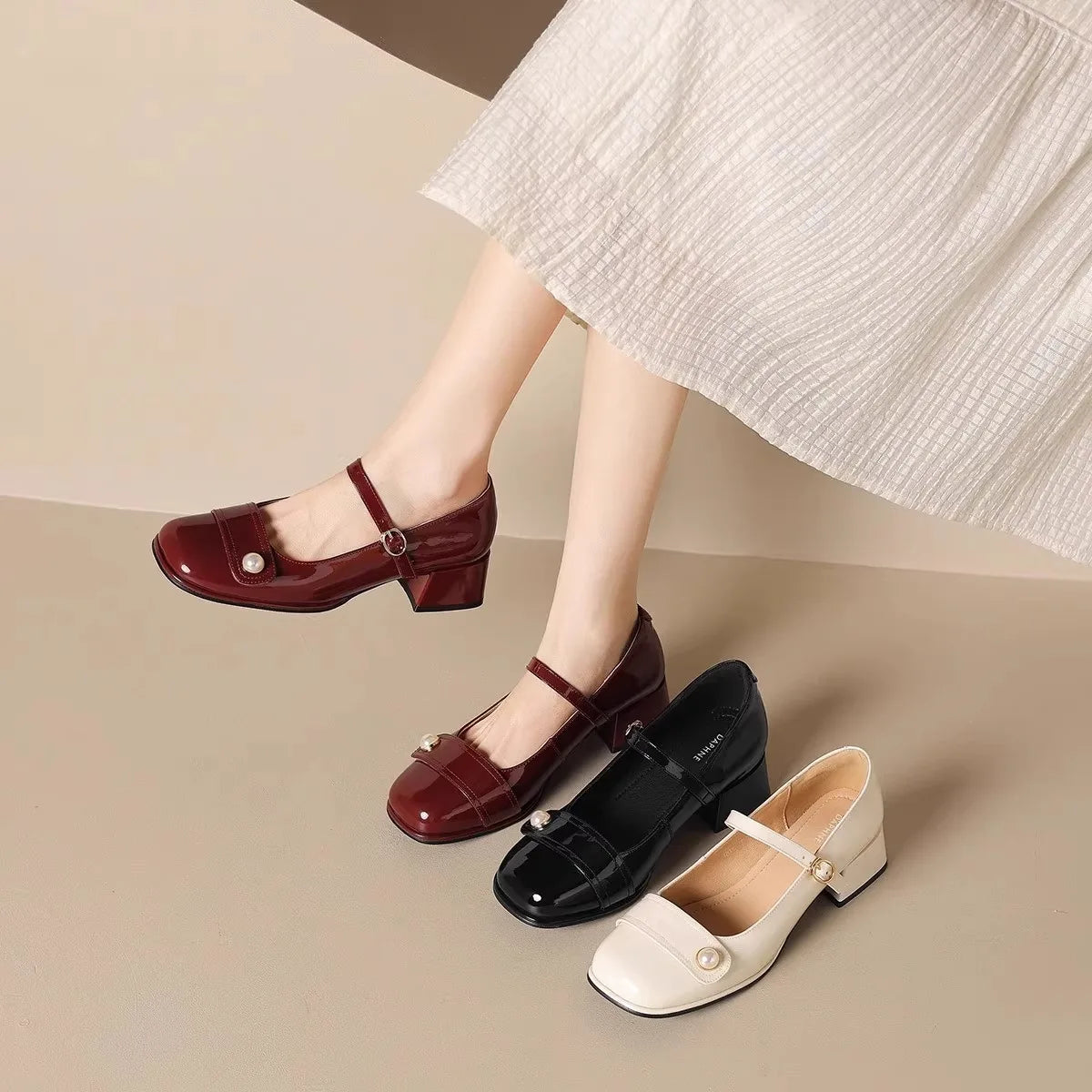 Xajzpa Women Shoes Autumn Oxfords Female Footwear Fall New Wedding Leather Dress Retro On Heels Mary Janes Shoes Woman Female Foot