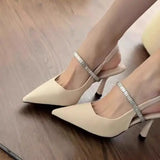 Xajzpa All-Match Shallow Mouth Summer Sale Of Women's Shoes Pointed Heel Sandals New Girls Closed High Retro Stiletto Comfort Pump