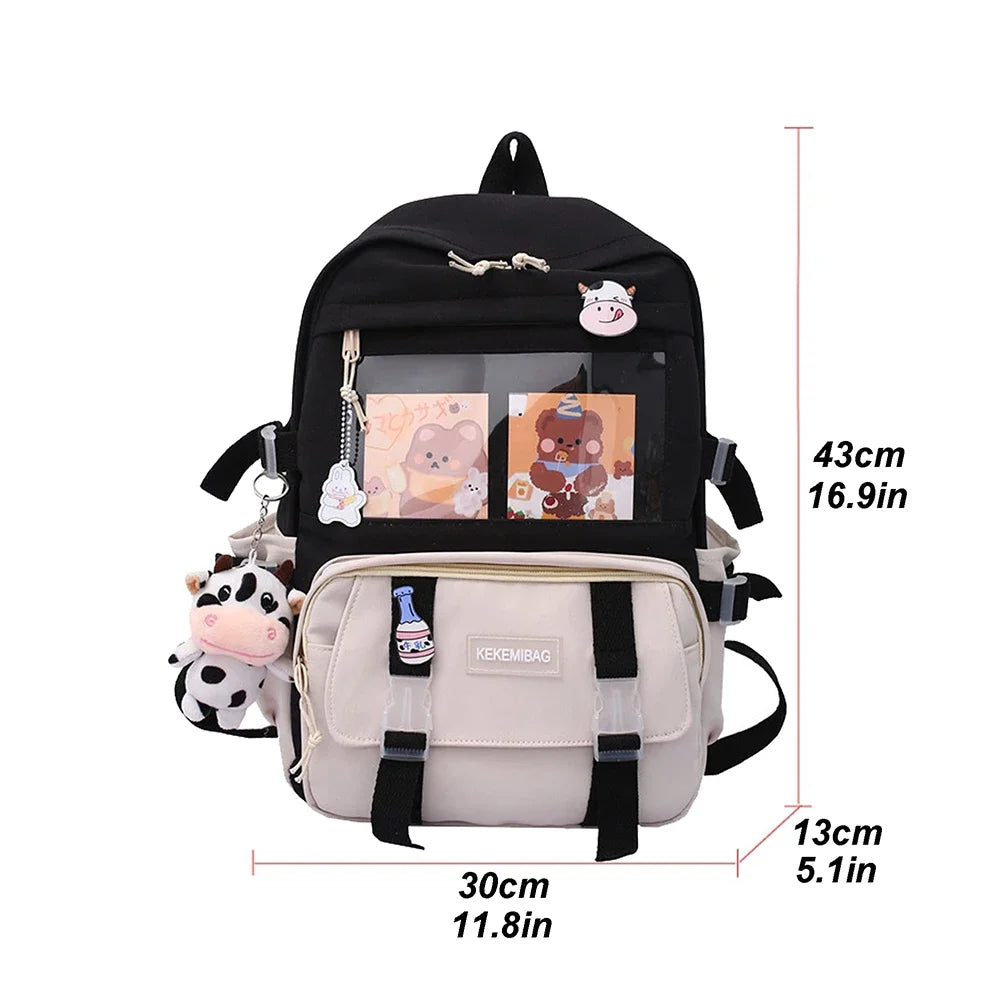 Xajzpa BACK TO SCHOOL Japanese Girls Aesthetic Backpack Cute School Bags For Student Teens Girls Pockets Kawaii Women Laptop Backpack Harajuku Mochila