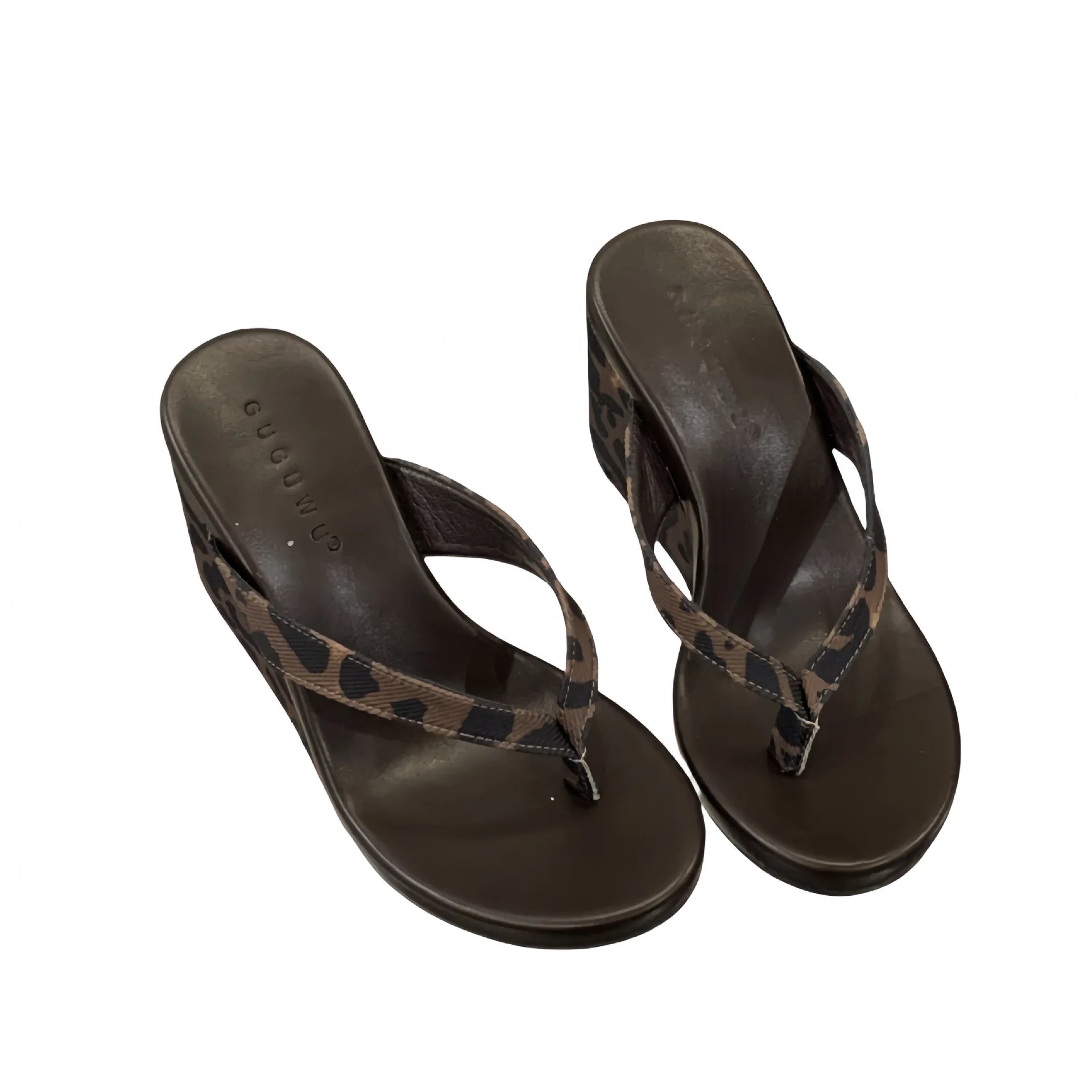 Xajzpa Comfort Shoes for Women High Heel Sandals 2025 Summer Suit Female Beige Flip Flops Platform Clogs Wedge Round Toe Retro High-hee