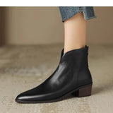 Xajzpa New Autumn Genuine Leather Ankle Boots Pointed Toe Women Boots Retro Short Boots Women Shoes Winter Retro Chelsea Boots