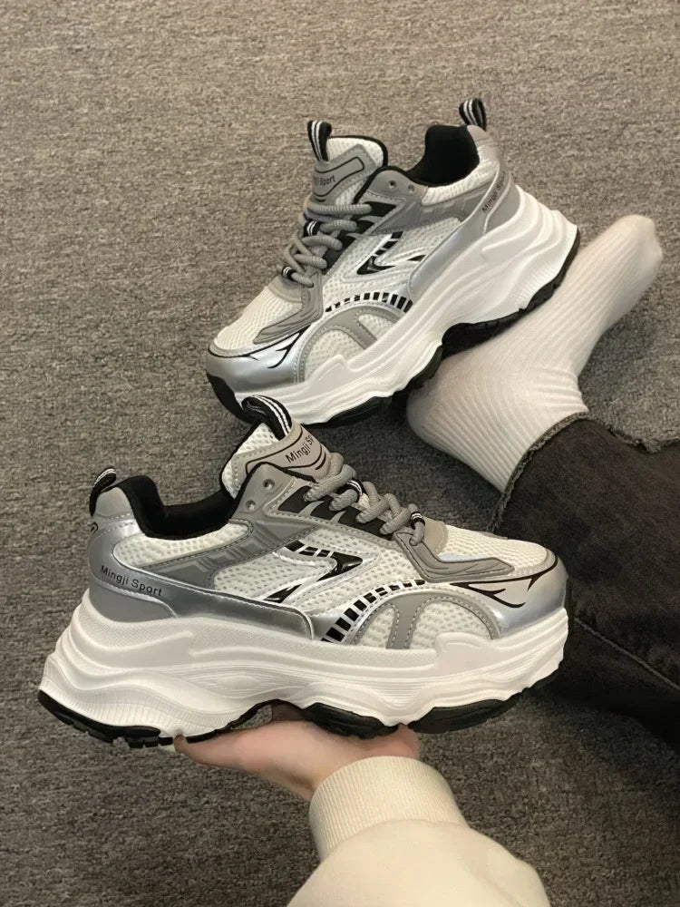 Xajzpa Women Platform Sneakers 2025 Autumn New Fashion Casual Lace Up Sports Shoes Woman Non Slip Walking Shoes Ladies Vulcanize Shoes