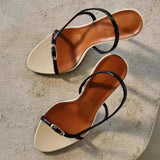 Xajzpa  Summer Fashion Buckle Open Toe Slip On Back Strap Sandals Women Black White High Heels Wedding Prom Shoes Zapatos Mujer