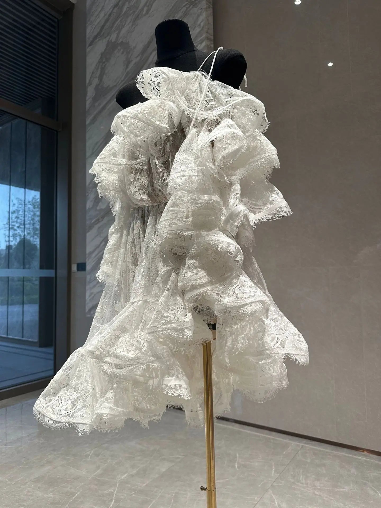 Xajzpa Fashion Solid Color Dress Women's Slash Neck Short Sleeve Mesh Casual Dresses 2025 Summer New Tide