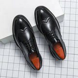 Xajzpa British style men's leather shoes, formal Oxford footwear quality breathable and comfortable wedding shoes