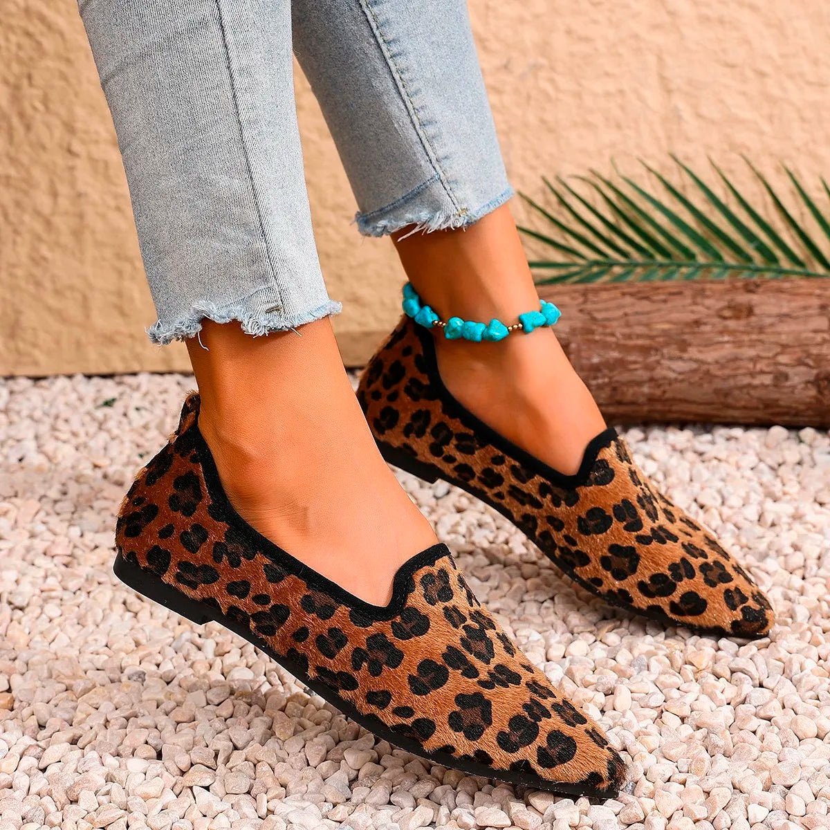 Xajzpa Women Pointed Toe Flats Shoes Fashion Flower Printing Comfortable Shallow Casual Loafers Ladies Breathable Non Slip Walking Shoe