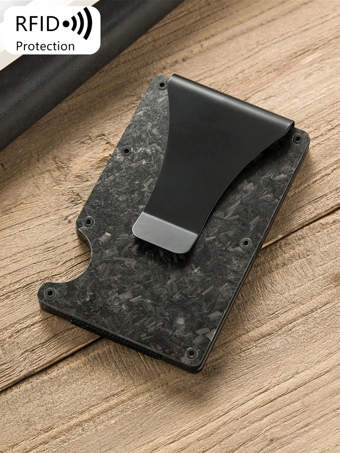 Xajzpa Carbon Fiber Forged Aluminum Credit Card Holder Wallet RFID Women's and Men's Intelligent Pop-up Wallet Black Metal Wallet