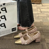Xajzpa Summer Women's Shoes Sandals Ladies Beige High Heels Branded Pumps 2025 Sweet African 12cm Fashion Spring Latest Block Brief
