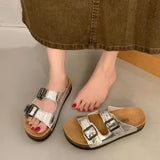 Xajzpa Shoes Women Low Slippers Casual Pantofle Platform Slides Soft Luxury 2025 Hoof Heels Classics Fashion Rome Fabric Rubber PU