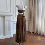 Xajzpa Fashion Women Dress Sleeveless Halter Solid Color Female Vacation Beach Party Dresses New Tide