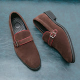 Xajzpa 2025 British style simple business dress shoes men's leather frosted flip fur loafers slip-on pointy peas casual shoes