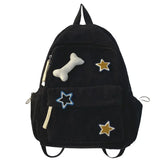 Y2K Girls Star Pattern Laptop Backpack Teen Student Large Capacity School Bookbag Corduroy Rucksack Double Strap Shoulder Bag