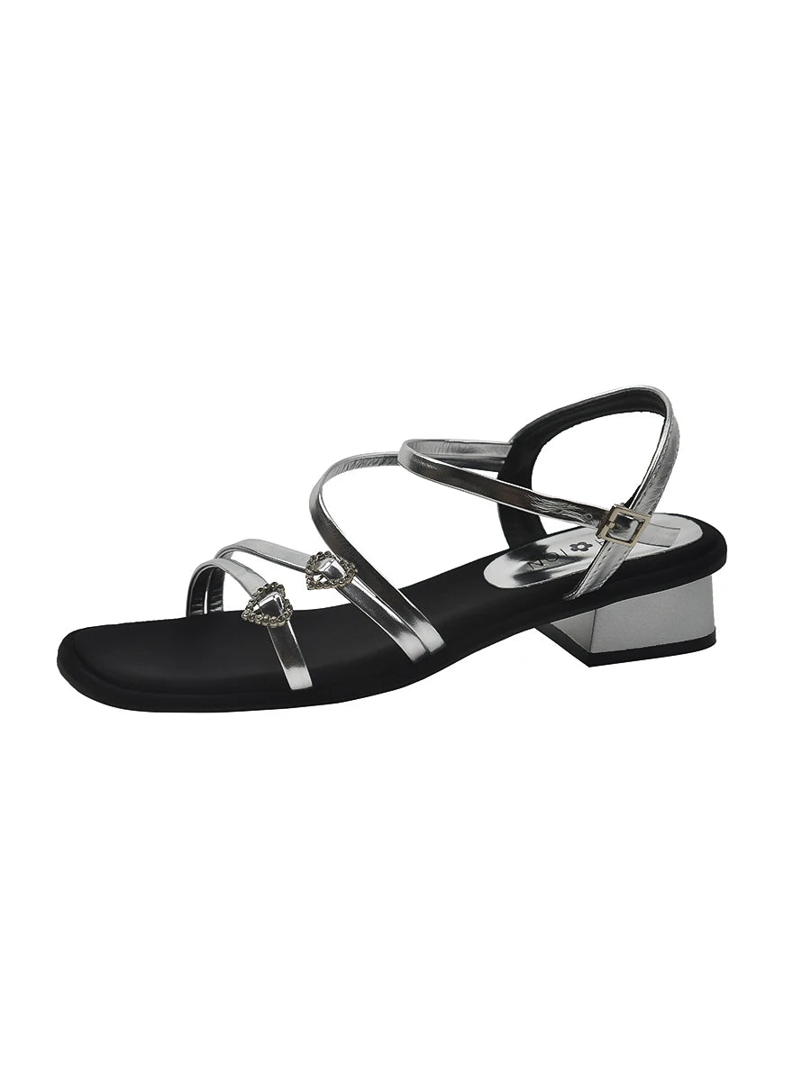 Xajzpa 2025 Summer Sale Of Women's Shoes Clear Heels Female Sandal New Retro Girls Rhinestone Gladiator Block Rome Scandals