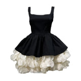 Xajzpa Fashion Patchwork Dress Women's Square Collar Sleeveless Casual A Line Dresses 2025 Summer New Tide