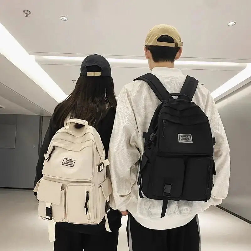 Xajzpa A Load Of Multi-pocket Men and Women Universal Nylon Large-capacity Leisure Simple Schoolbag Insert Buckle Computer Backpack
