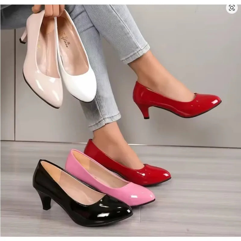 Xajzpa Women Pumps Nude Shallow Mouth Women Shoes New Fashion Office Work Wedding Party Shoes Ladies Low Heel Shoes Summer Heels Woeman